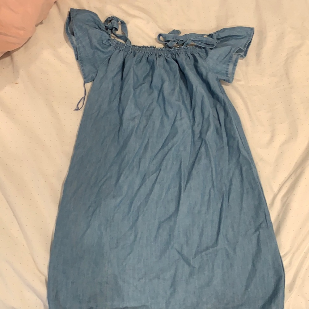 Blue dress.